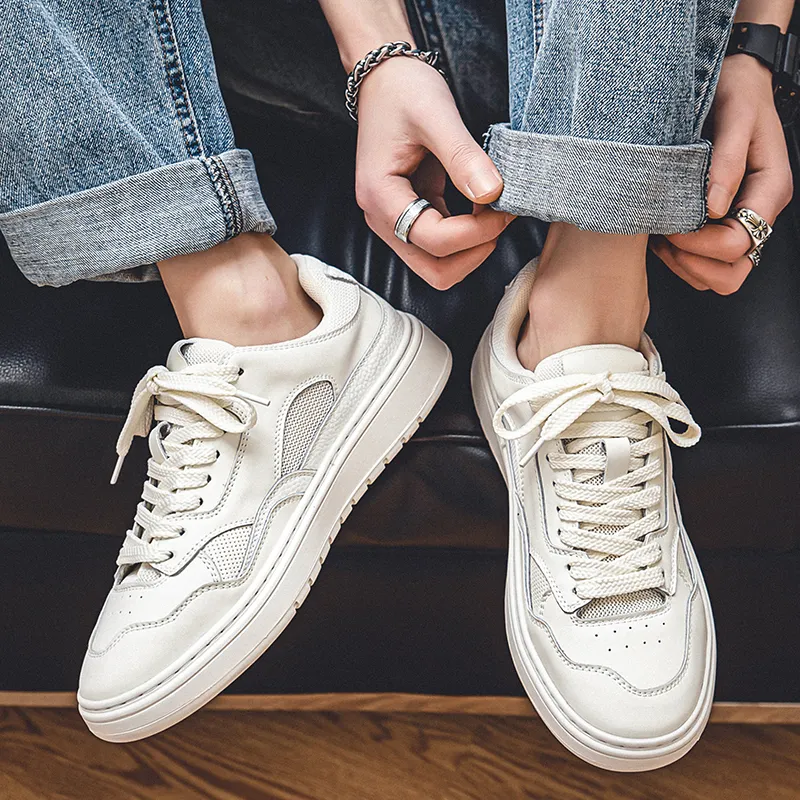 Year By Year Breathable And Wear resistant Low Top Skateboard Shoes Men's White-9
