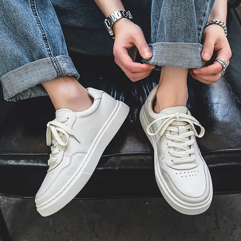 Year By Year Breathable And Wear resistant Low Top Skateboard Shoes Men's White-6