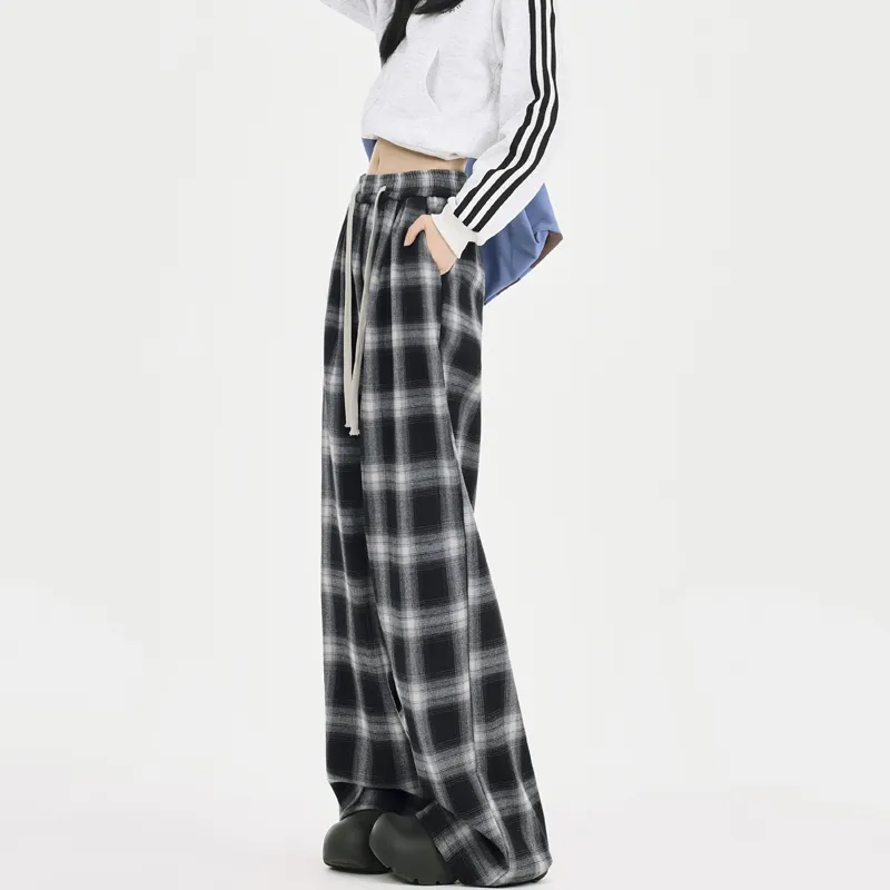 MJB Casual Pants Women's Black White Plaid-5