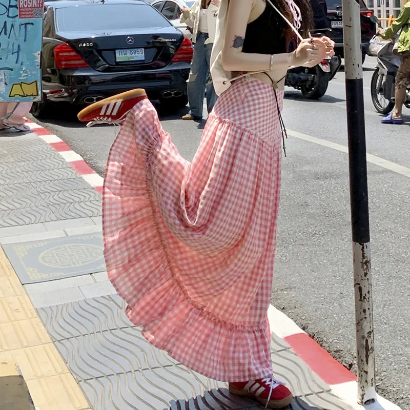 MJB Casual Long Skirts Women's Red-5