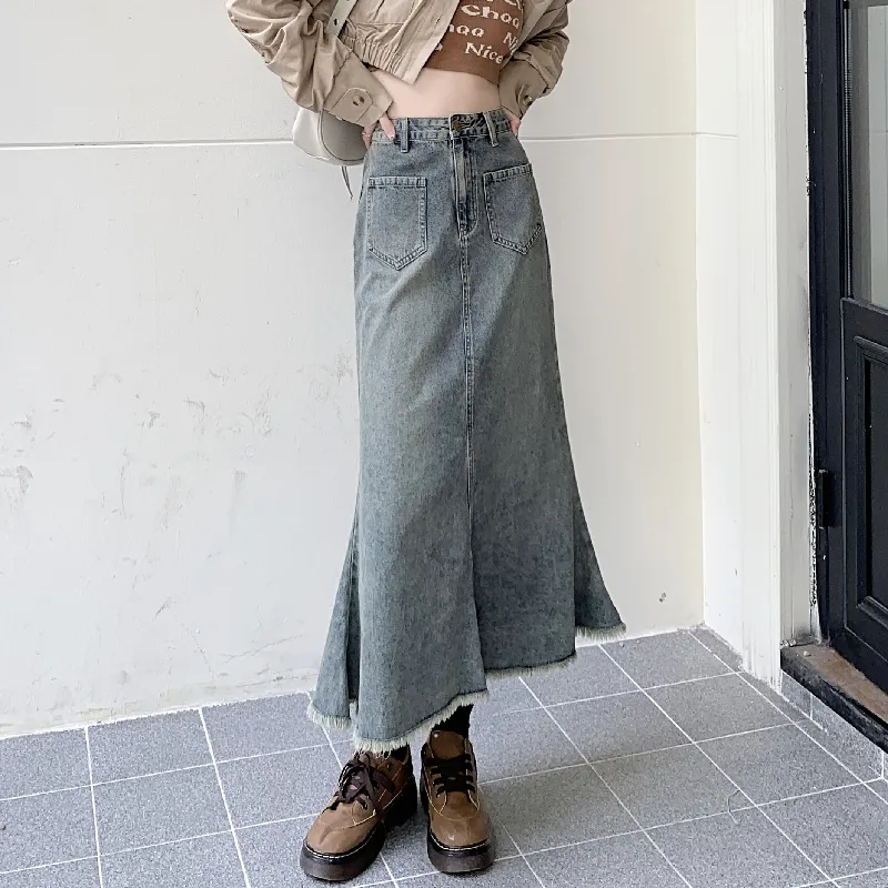 MJB Denim Long Skirts Women's Vintage Blue-4