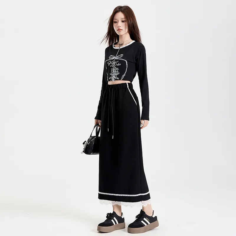 MJB Casual Long Skirts Women's Black-3