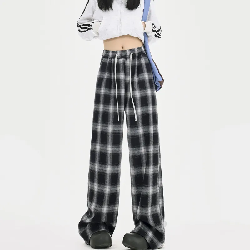 MJB Casual Pants Women's Black White Plaid-2