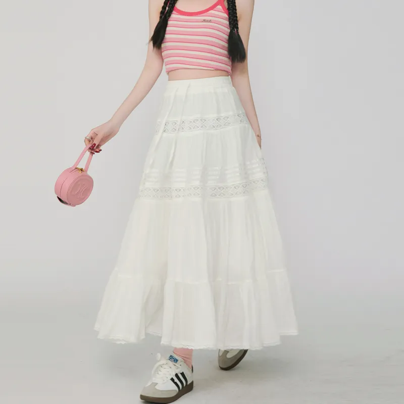 MJB Casual Long Skirts Women's White-4