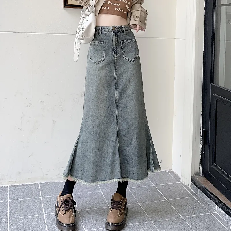 MJB Denim Long Skirts Women's Vintage Blue-1