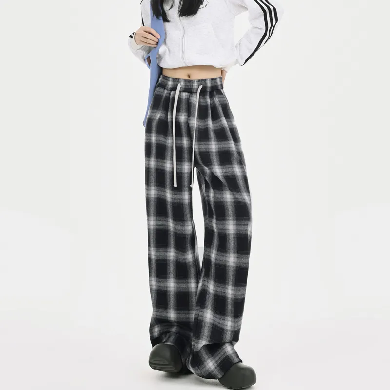 MJB Casual Pants Women's Black White Plaid-6