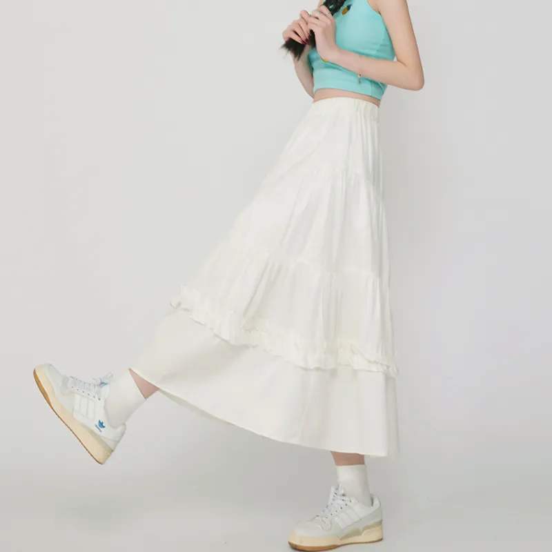 MJB Casual Long Skirts Women's White-4