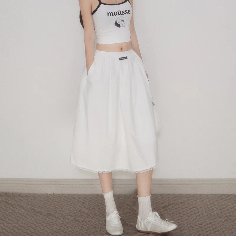 MJB Casual Long Skirts Women's White-3