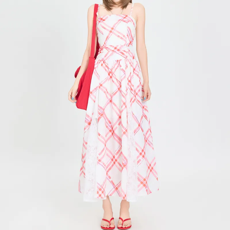MJB Slip Dresses Women's Cherry Red Plaid-2