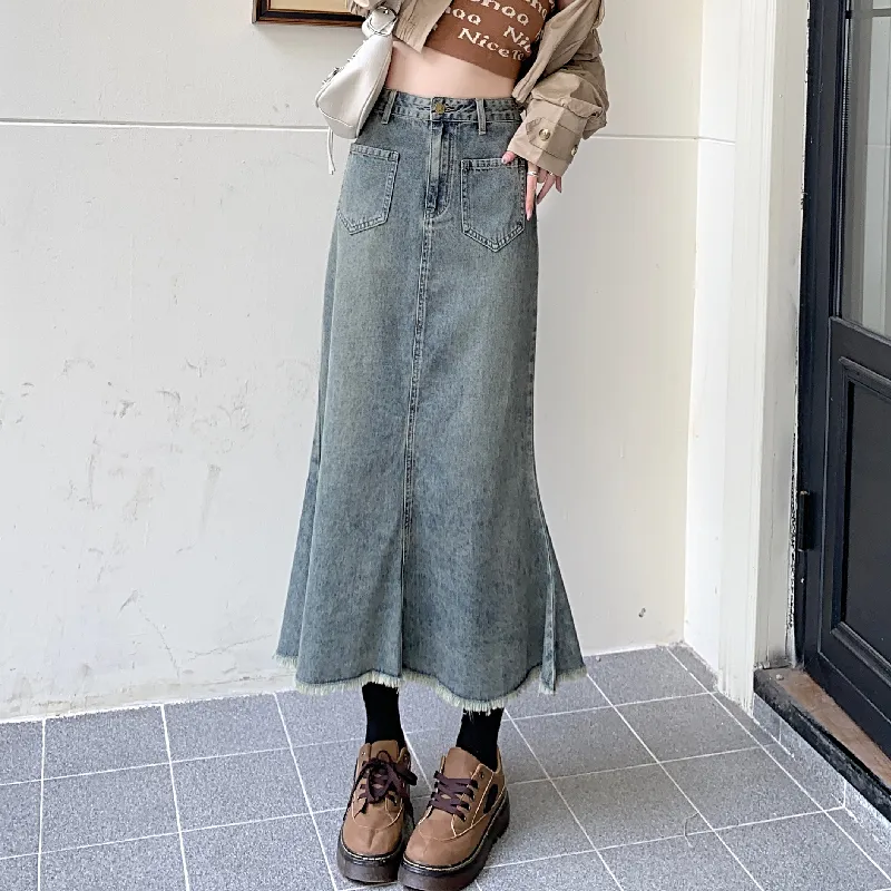 MJB Denim Long Skirts Women's Vintage Blue-2