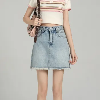 MJB Denim Short Skirts Women's Light Blue