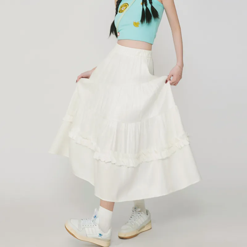 MJB Casual Long Skirts Women's White-6