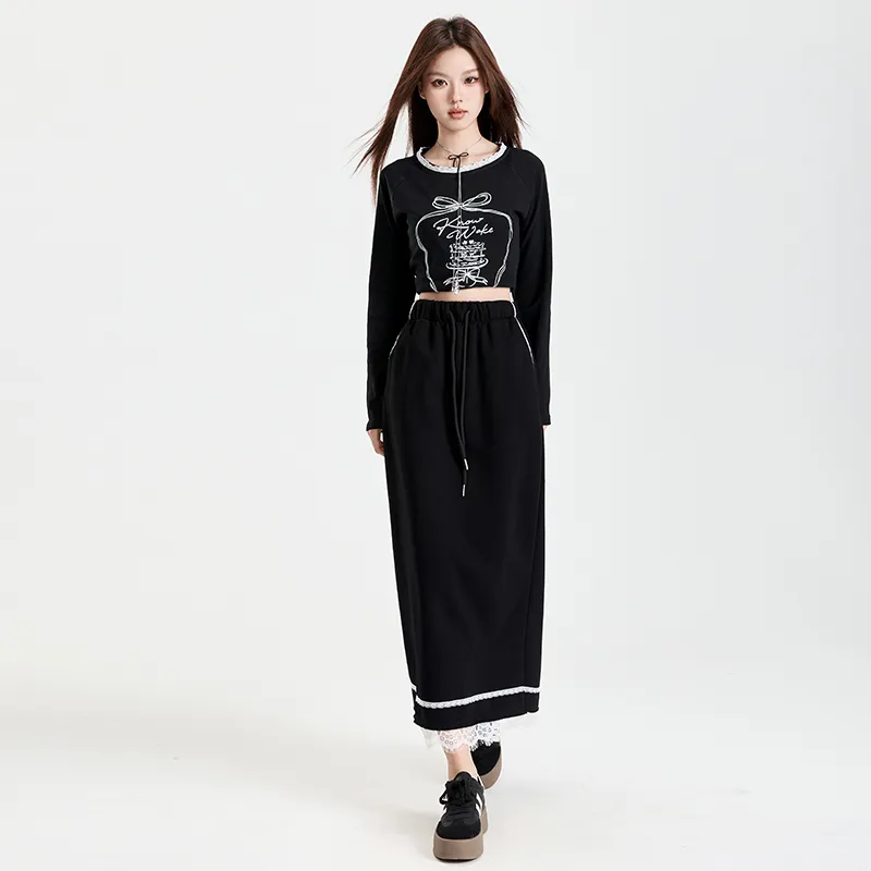MJB Casual Long Skirts Women's Black-4