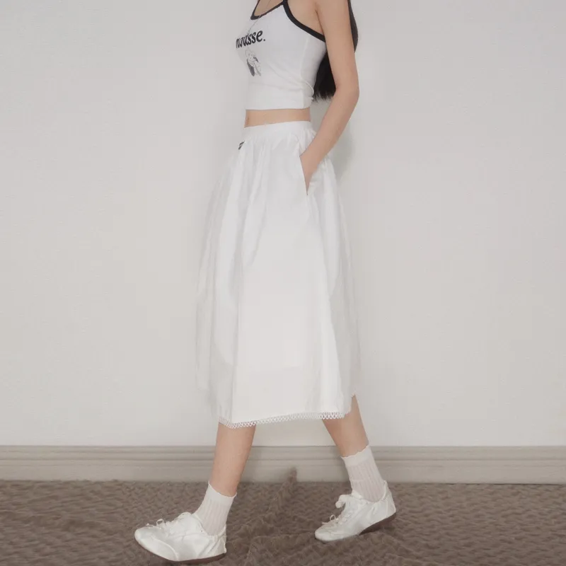 MJB Casual Long Skirts Women's White-5