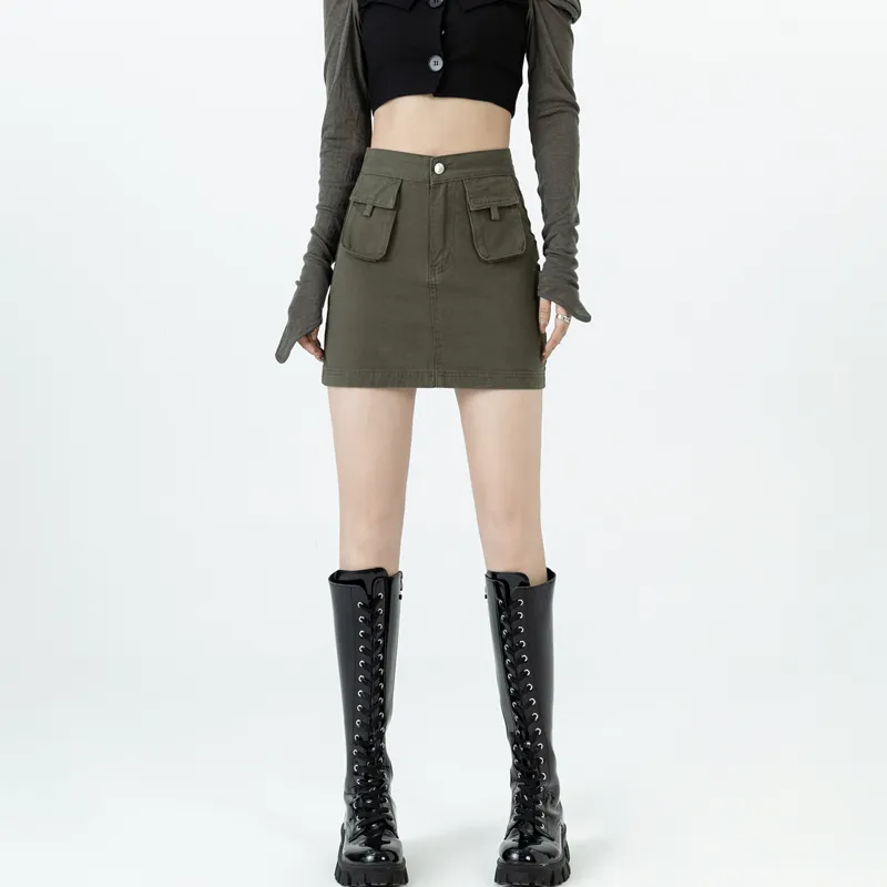 MJB Cargo Short Skirts Women's Gray Green-1