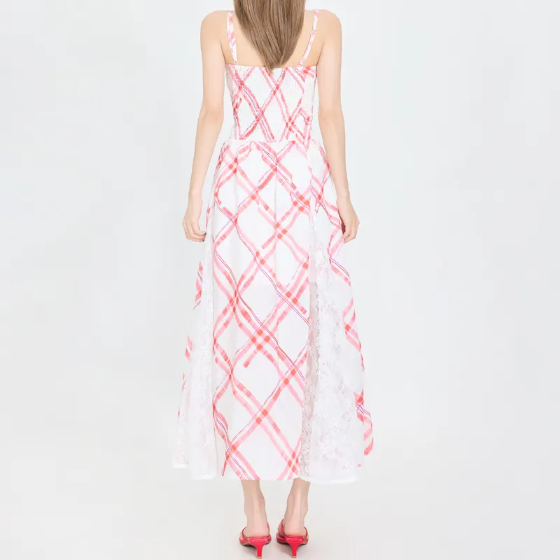 MJB Slip Dresses Women's Cherry Red Plaid-4