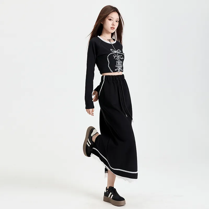 MJB Casual Long Skirts Women's Black-1