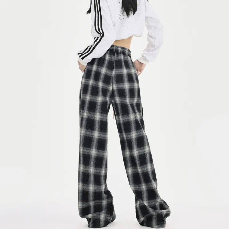 MJB Casual Pants Women's Black White Plaid-8