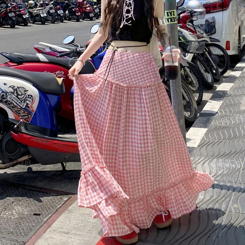 MJB Casual Long Skirts Women's Red-3