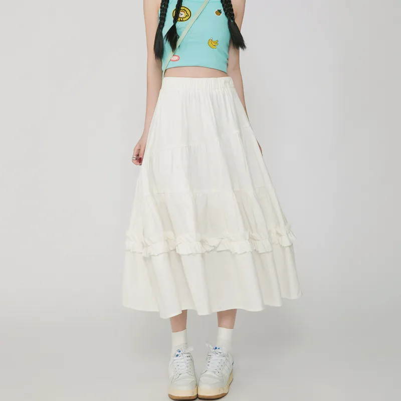 MJB Casual Long Skirts Women's White-2