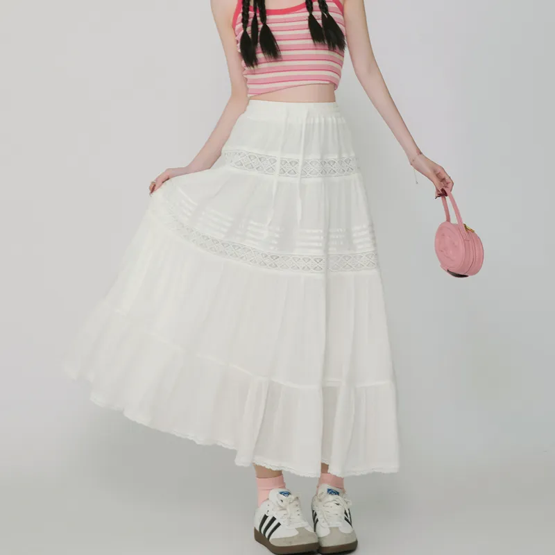 MJB Casual Long Skirts Women's White-3