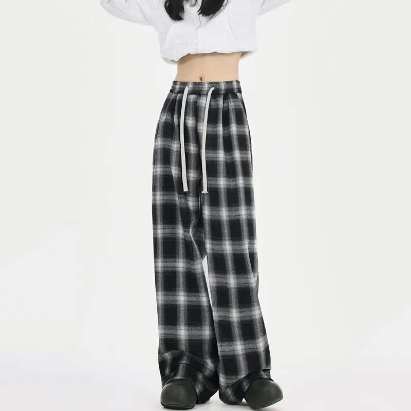 MJB Casual Pants Women's Black White Plaid-7