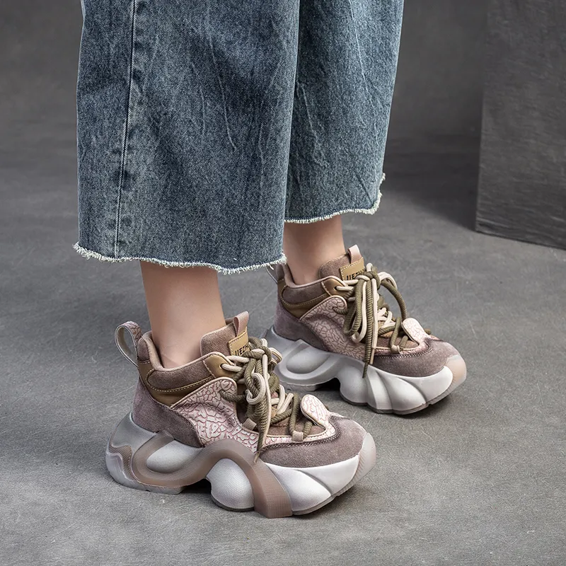 Chibang Height Increasing Mid-Top Chunky Sneakers Women's-12