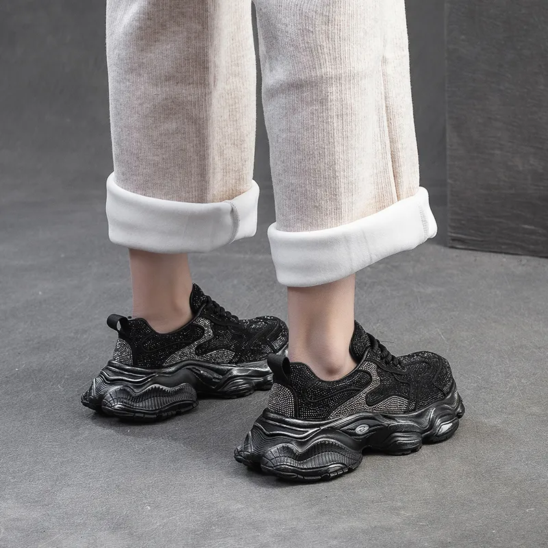 Chibang Wear-Resistant Breathable Lightweight Height Increasing Low-Top Chunky Sneakers Women's-11