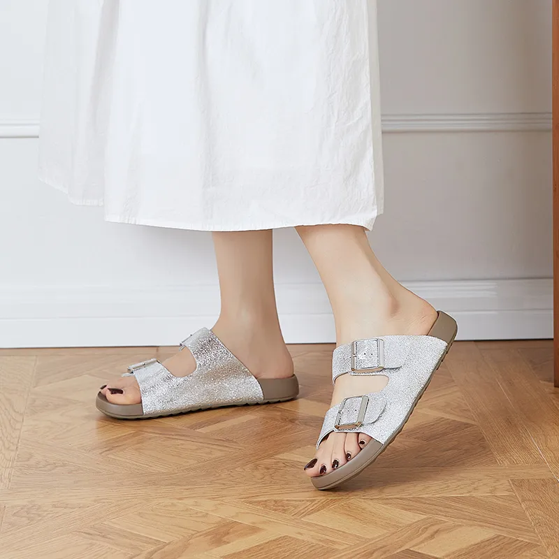 Chibang Slide Slippers Women's Silver-4