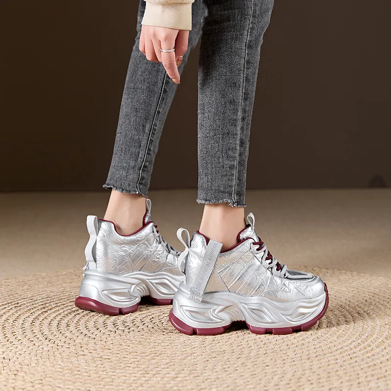 Chibang Lightweight Height Increasing Low Top Chunky Sneakers Women's-9
