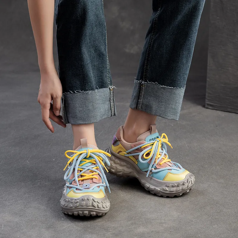 Chibang Abrasion Resistant, Breathable, Balanced, Lightweight Low Top Chunky Sneakers Women's-5