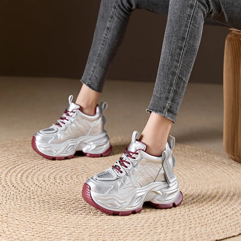 Chibang Lightweight Height Increasing Low Top Chunky Sneakers Women's-11
