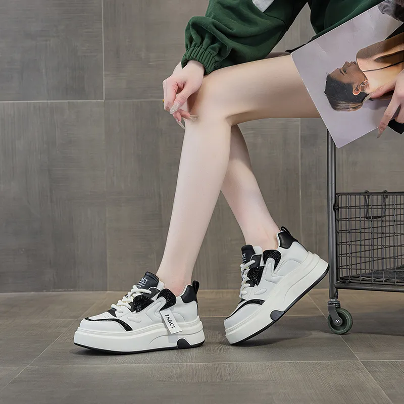 Chibang Wear-Resistant Lightweight Breathable Height Increasing Low-Top Skateboard Shoes Women's-9