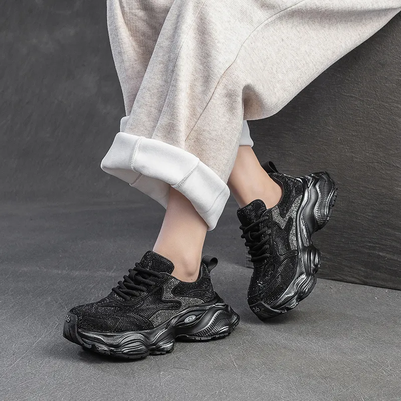 Chibang Wear-Resistant Breathable Lightweight Height Increasing Low-Top Chunky Sneakers Women's-10