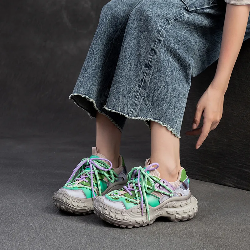 Chibang Abrasion Resistant, Breathable, Balanced, Lightweight Low Top Chunky Sneakers Women's-12