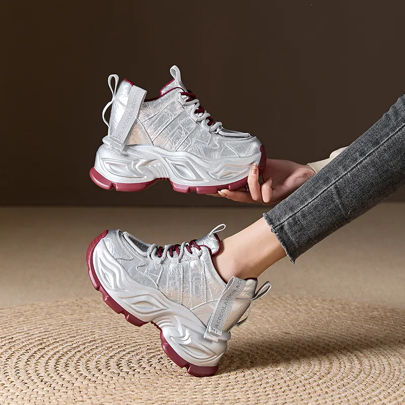 Chibang Lightweight Height Increasing Low Top Chunky Sneakers Women's-7