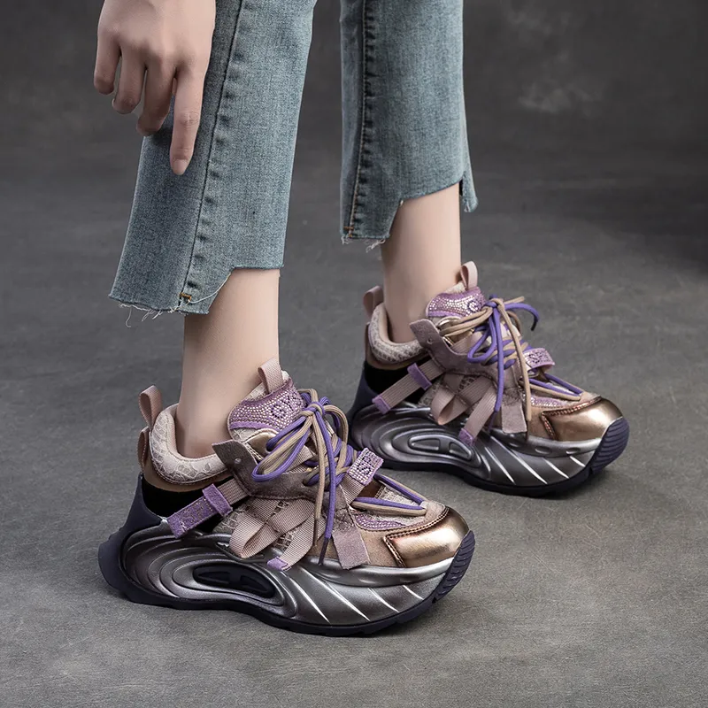 Chibang Breathable Height Increasing Low-Top Chunky Sneakers Women's-5