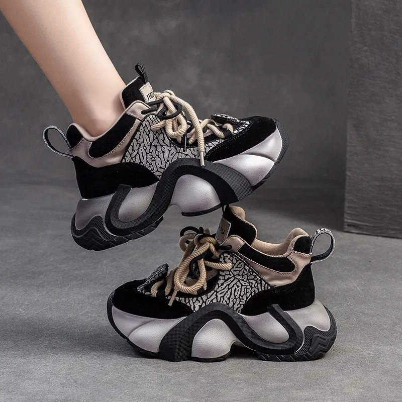 Chibang Height Increasing Mid-Top Chunky Sneakers Women's-4