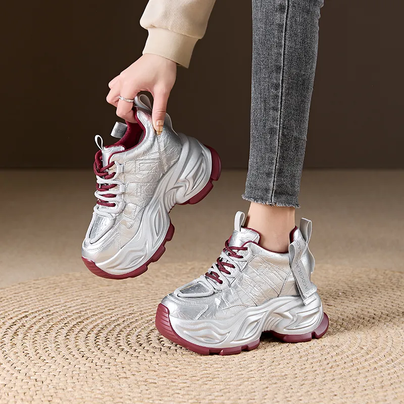 Chibang Lightweight Height Increasing Low Top Chunky Sneakers Women's-8