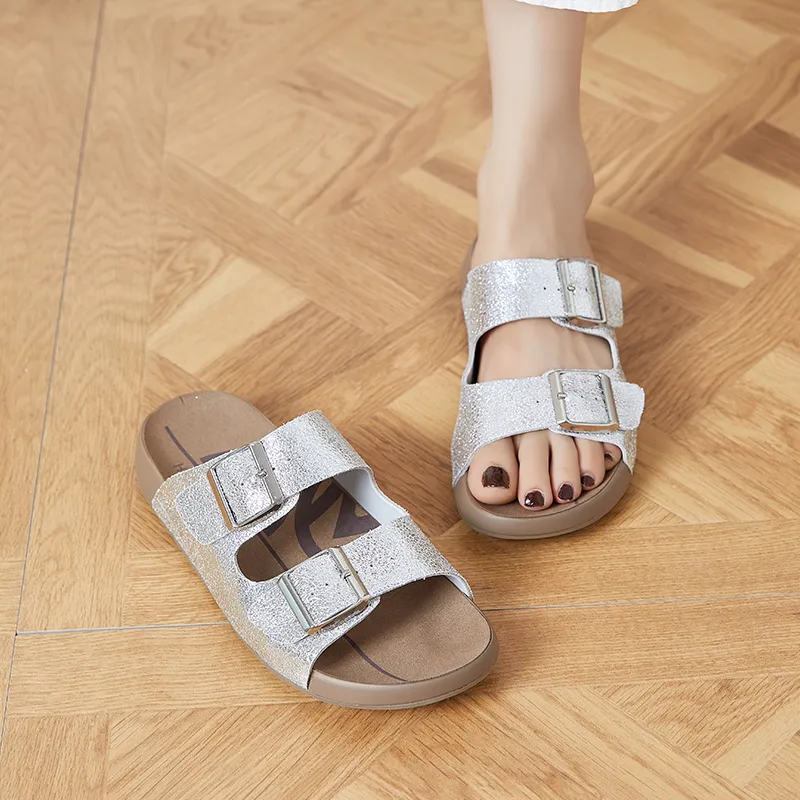 Chibang Slide Slippers Women's Silver-3