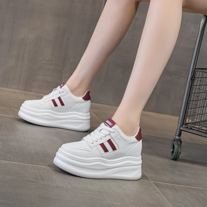 Chibang Small White Shoes Breathable Height Increasing Low-Top Skateboard Shoes Women's-13