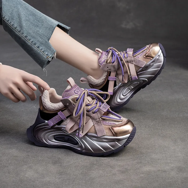 Chibang Breathable Height Increasing Low-Top Chunky Sneakers Women's-4