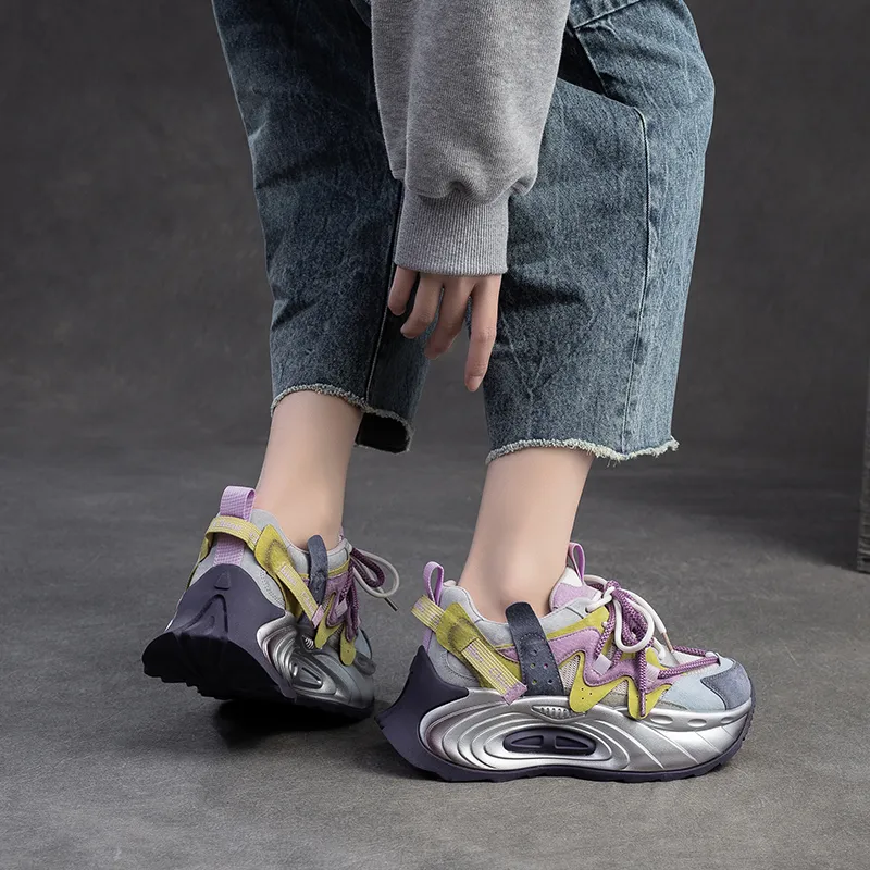 Chibang Abrasion Resistant, Breathable, Lightweight, Height Increasing Low Top Chunky Sneakers Women's-12