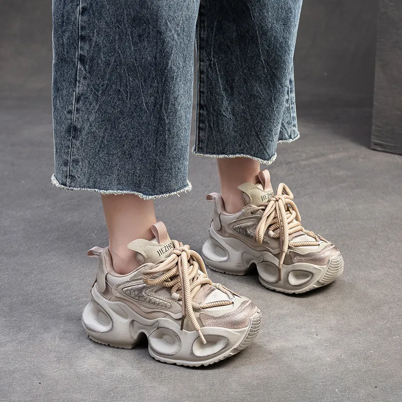 Chibang Height Increasing Low-Top Chunky Sneakers Women's-12