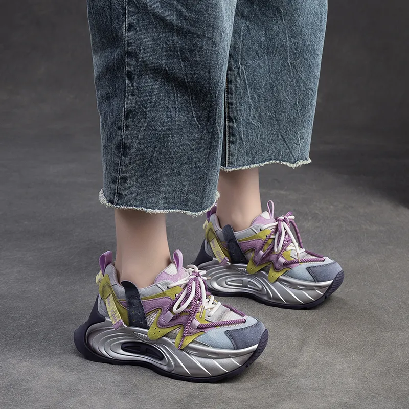 Chibang Abrasion Resistant, Breathable, Lightweight, Height Increasing Low Top Chunky Sneakers Women's-11