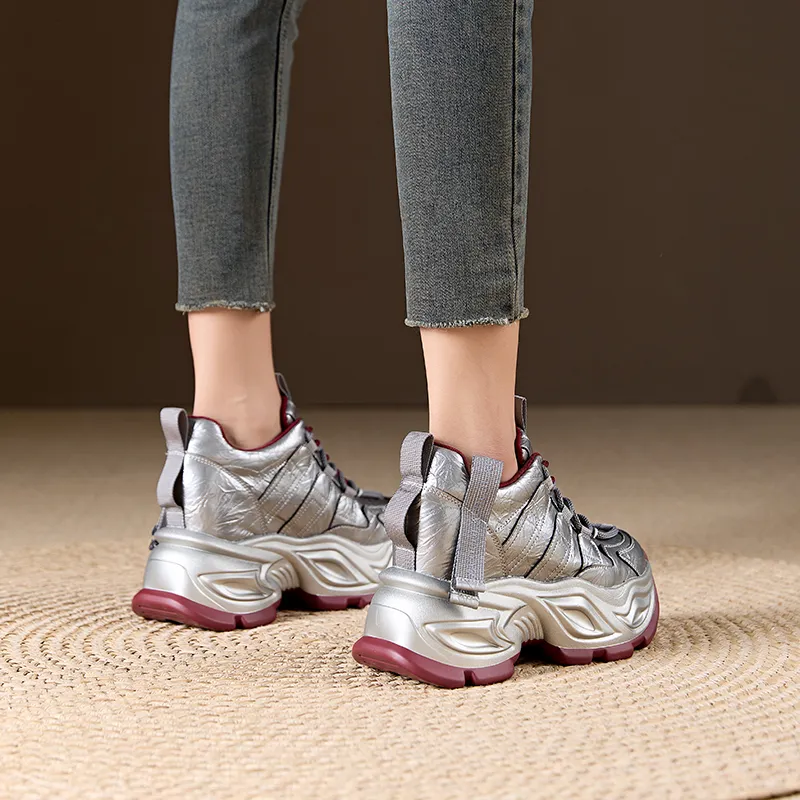 Chibang Lightweight Height Increasing Low Top Chunky Sneakers Women's-4