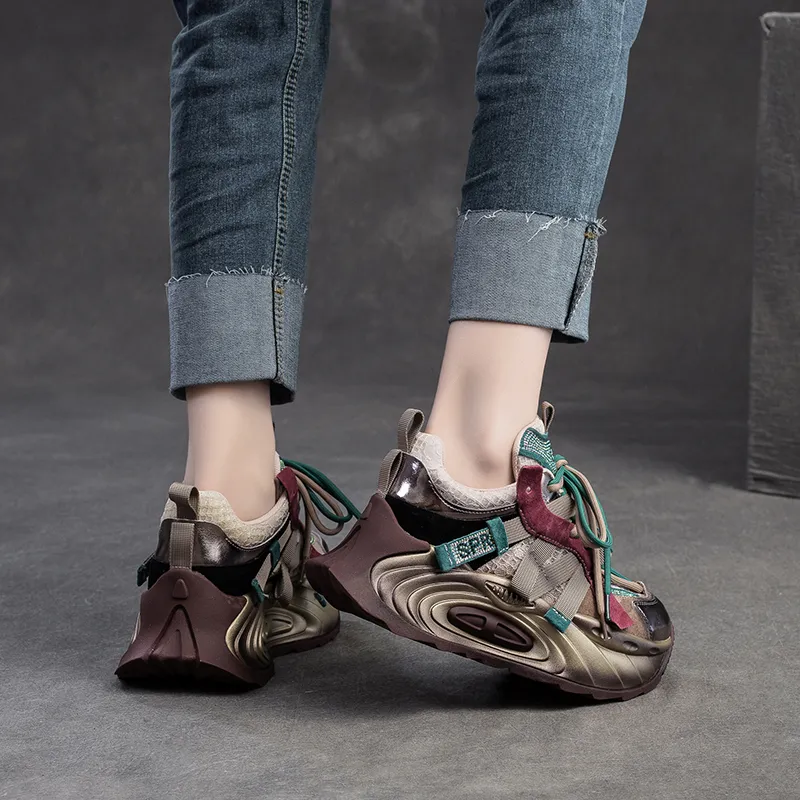 Chibang Breathable Height Increasing Low-Top Chunky Sneakers Women's-13