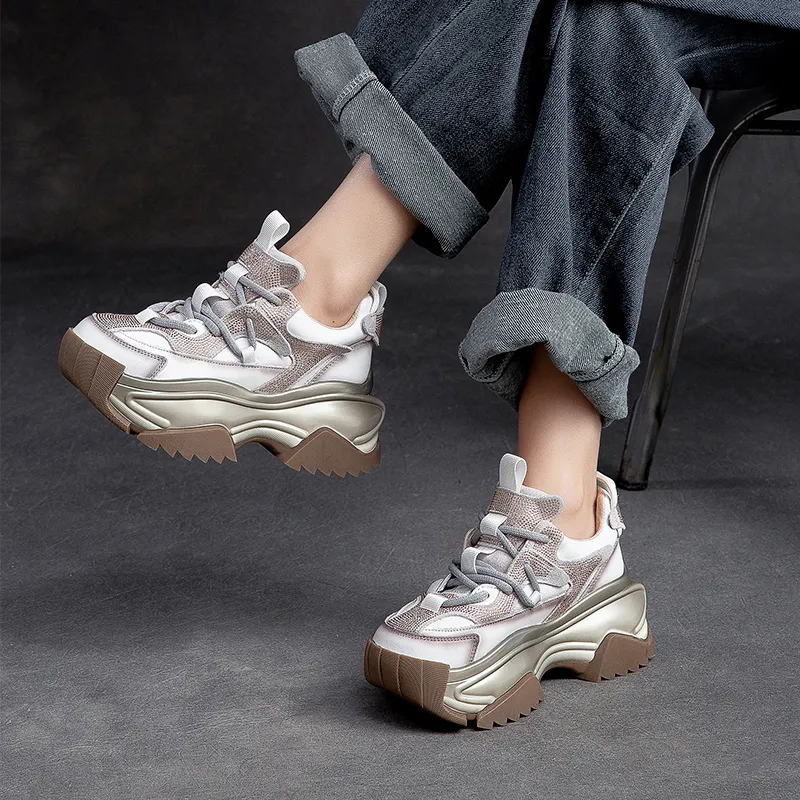 Chibang Height Increasing Low-Top Chunky Sneakers Women's-11