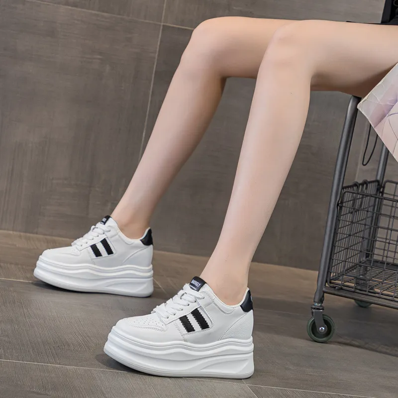 Chibang Small White Shoes Breathable Height Increasing Low-Top Skateboard Shoes Women's-9