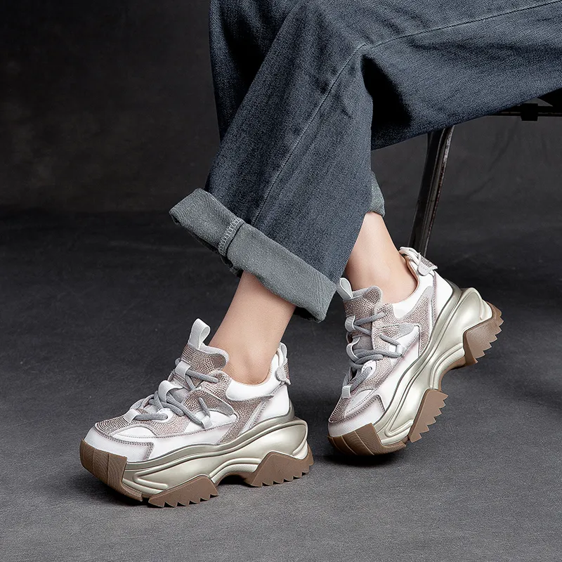 Chibang Height Increasing Low-Top Chunky Sneakers Women's-13
